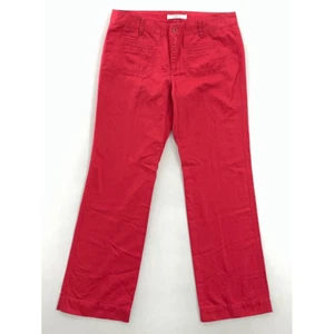 Ann Taylor Loft Womens Chino Pants Red Mid Rise Flat Front Pockets 6 New - Foto 1 di 9