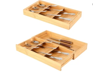 Organizador de cajones de cocina Mulikeer, organizador de cajones de cubiertos de bambú - Imagen 1 de 4