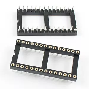 5Pcs 2.54mm Pitch 28 Pin DIP Round Pin Solder IC Socket Adaptor Wide - Imagen 1 de 5