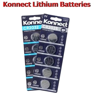Konnect CR2032, CR2025 batería botón litio larga duración 3v - Paquete de 5 y 10 Reino Unido - Imagen 1 de 9