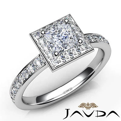 Cathedral Halo Pave Set Princess Shape Diamond Engagement Ring GIA F VVS1 0.95Ct - Image 1 of 4