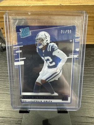 2020 Panini Chronicles Clearly Donruss Rated Rookie Blue /99 Julian Blackmon RC - Image 1 of 2