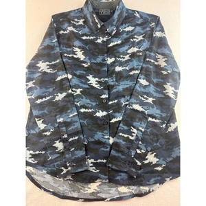 Salt Life Mens Medium Camo Button Up Shirt Long Sleeve UPF 30 Flannel - Picture 1 of 11