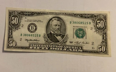1993 $50 Dollar US Federal Reserve Note New York Error Bill SERIAL: B 38068515 B - Image 1 of 4