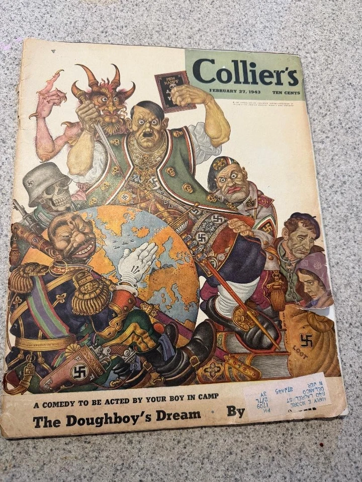 Colliers Magazine February 27, 1943 Issue.  RARE WW2, Hitler Cover--GREAT GIFT - Image 1 of 4