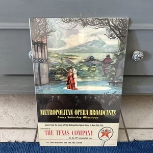 VTG Texaco 1951 Metropolitan Opera Broadcasts Lithograph Cardboard Poster 13x21 - Picture 1 of 11