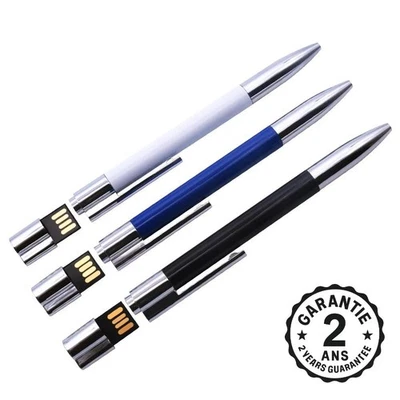Clé USB 2.0 Stylo à Billes 128 64 32 16 8 4 Go Bleu Noir Blanc PC Mac Android - Photo 1/4