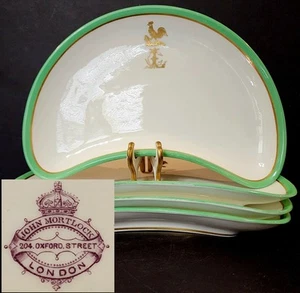 4 John Mortlock Minton London Crescent Side Plates c.1867 Gold Gilt Monogram 9x5 - Picture 1 of 12