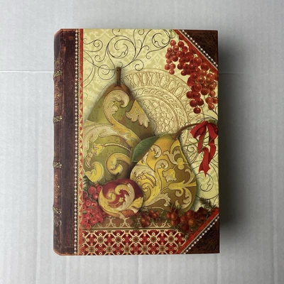 Punch Studio Christmas Pears Faux Book Decorative Box 8.5” x 6.5" x 2" - Image 1 of 4