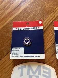 New Uniform Insigna EMT Emergency Medical Technician (2) Pins, Patch & Sticker - Picture 1 of 8