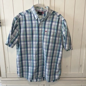 Y2K Quiksilver Shirt Men' Sz L Short Sleeve Skateboarding Button-Up Plaid Surf - Picture 1 of 10