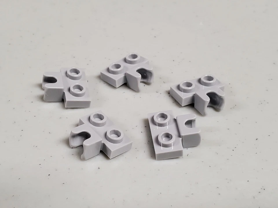 LEGO 14704 x5 LIGHT BLUISH GRAY Plate 1 x 2 with Small Tow Ball Socket On Side - Image 1 of 1