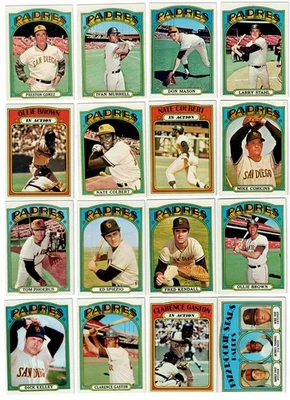 1972 Topps San Diego SD PADRES 31 cartas equipo conjunto con números altos en muy buena condición a ex+ Foto 1 de 4