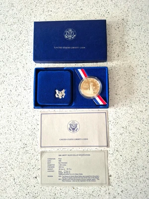 1986 S Statue of Liberty Silver Dollar Proof in Original Case w/COA & Case - Image 1 of 4