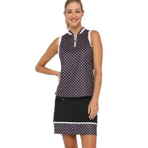 Belyn Key Sabrina Talla XL Conjunto de Golf Skort y Sin Mangas Polo Top Púrpura Floral - Imagen 1 de 17