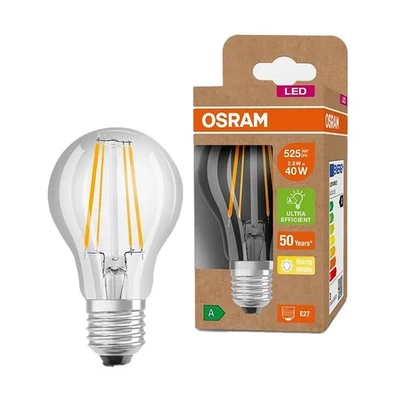 Osram LED Filament A60 Birne 2,5W = 40W E27 klar 525lm warmweiß 3000K effizient - Bild 1 von 3
