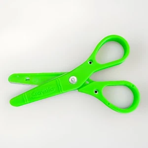 Vintage 1980s Crayola Kid's Craft Scissors 5" Neon Green Round End Safety Tip - Picture 1 of 5