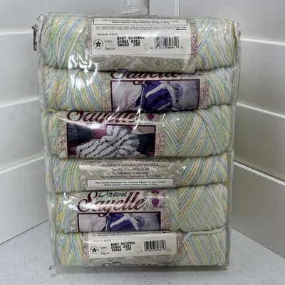 Vtg 80s Caron Dawn Sayelle Baby Rainbow 4 ply 3 oz Acrylic Yarn Lot of 6 USA NOS - Image 1 of 4
