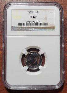 1959 Roosevelt Dime NGC PF-69 Gem Brilliant Proof PF69 Certified 90% Silver - Bild 1 von 4