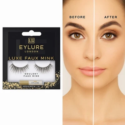 Eylure London Lashes Opulent Faux Mink Vegan Reusable False Eyelashes + GIFT  - image 1 of 4