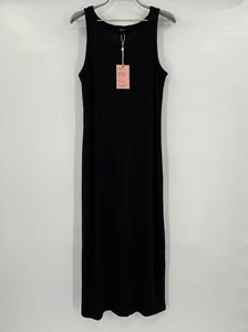 Quince Women’s Black Tencel Rib Knit Midi Dress sz M NWT Sleeveless Mid-Length - Picture 1 of 7