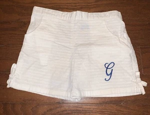 Monday’s Child White and Navy Blue Monogram “G” Shorts, Girls Size 4 - Picture 1 of 3