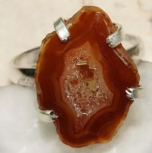 Natural Geode Cluster Citrine 925 Sterling Silver Ring Jewelry Sz 7.5 @B18-6 - Picture 1 of 2