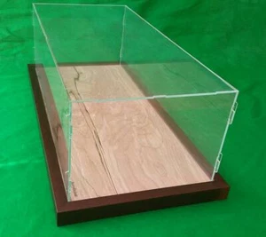 22" x 9.75" x 7" Pocher Acrylic Display Case Stand Showcase Walnut Frame Base - Picture 1 of 5