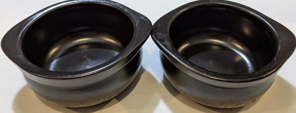Conjunto de 2 tigelas de sopa de cerâmica preta para micro-ondas, máquina de lavar louça e forno seguro. - Imagem 1 de 4