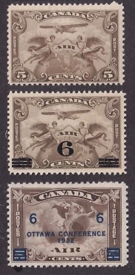 MATT'S STAMPS CANADA SCOTT #C1 & #C3-C4 AIR MAIL ISSUES, MH, CV$66 - Image 1 of 3