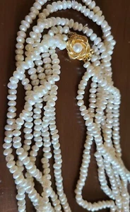 Vintage Reiskartoffelperlen-HALSKETTE/goldfarbener Verschluss/32 Zoll/KOSTENLOSER VERSAND USA - Bild 1 von 8