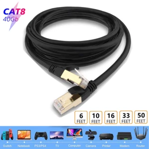 CAT 8 Ethernet RJ45 Cable High Speed 40Gbps LAN Patch Network Gold Plated 6-50ft - Picture 1 of 12