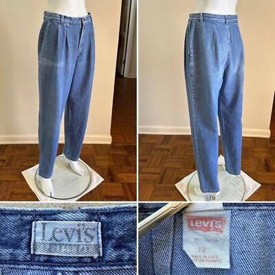 80s Levis Sportswear Pleated Denim Jeans W 28.5 L 30 Tapered Mom High Rise Vtg - Image 1 of 4