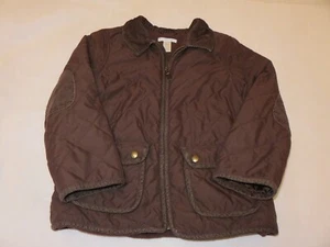 Janie Jack Boys Diamond quilted Jacket Barn Coat Brown Corduroy accents 7 EUC - Picture 1 of 5