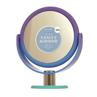 Vanity Makeup Mirror Magnifying 10x Round Tabletop Small Standing Ombre Blue - Image 1 of 2