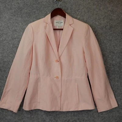 Blazer Vestido de Cóctel OSCAR DE LA RENTA Mujer 6 S Rosa Seda Lino Ligero Lujo Foto 1 de 4