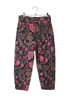 Calça Levi's Feminina Tamanho 24 Roxa Rosa Floral Barril Crop - Imagem 1 de 4