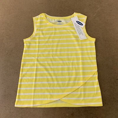 Old Navy Girls Pajama Top Yellow White Striped Sleeveless Crew Neck L 10-12 New - Image 1 of 4