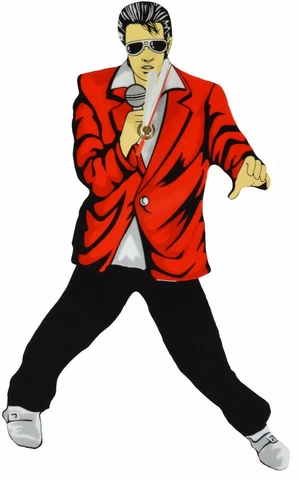 Elvis Presley Pendulum RED  Suit Wall Clock Swinging Legs and Hips Cover