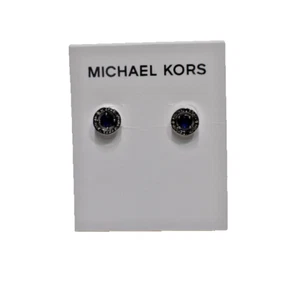 MIchael Kors Blue Crystal Logo Studs Earrings Silvertone MKJC0103C040 New! NWT - Picture 1 of 4
