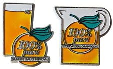Florida Orange Juice Fridge Magnets  Seal of Approval 100% Pure 2 pc Vintage 80s