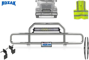 Grille Deer Guard Steel w/ Bracket & 22" LED Compatible with Mack CX 1999-2003 - Foto 1 di 8