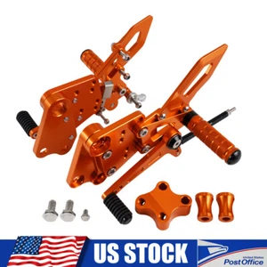 Billet Adjustable Rearset Rear Footrest For KTM 250/390 Duke 2018-2023 Orange - Picture 1 of 8