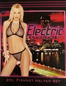 Fishnet Halter Bra and Thong Set - Picture 1 of 1