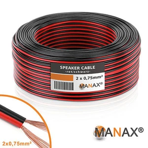 50m 2x0,75mm² Lautsprecherkabel (5x 10m) schwarz-rot flexibel Metermarkierung - Bild 1 von 3