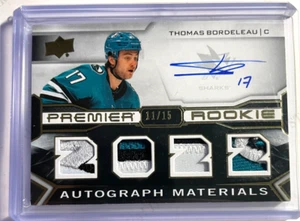 THOMAS BORDELEAU 2024 UPPER DECK PREMIER ROOKIE PATCH AUTOGRAPH AUTO #11/15 - Picture 1 of 2