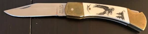 Solingen Bear Hunter Scrimshaw Hawaii Eagle Handled Lock Back Folding Knife 440 - Picture 1 of 10