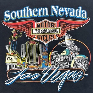 VINTAGE HARLEY DAVIDSON LAS VEGAS NEVADA SINGLE STITCH T SHIRT MEN'S SIZE L - Picture 1 of 13