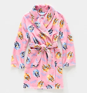 Disney Bluey Robe Girls Size 4 6 8 Bathrobe Pajamas Cover Up Bingo Dog Pink NWT - Picture 1 of 2