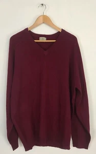 LL BEAN Mens Size XLT Red Lambswool Vneck Sweater - Picture 1 of 3
